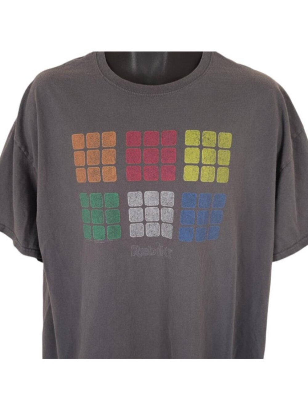 Rubiks Cube T Shirt Mens Size 2XL Gray Retro Puzzle Nerd Geek Tee